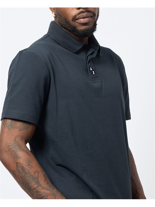 Armani Exchange blue polo with logo on buttons ARMANI EXCHANGE | XM000474-AF13108UB101